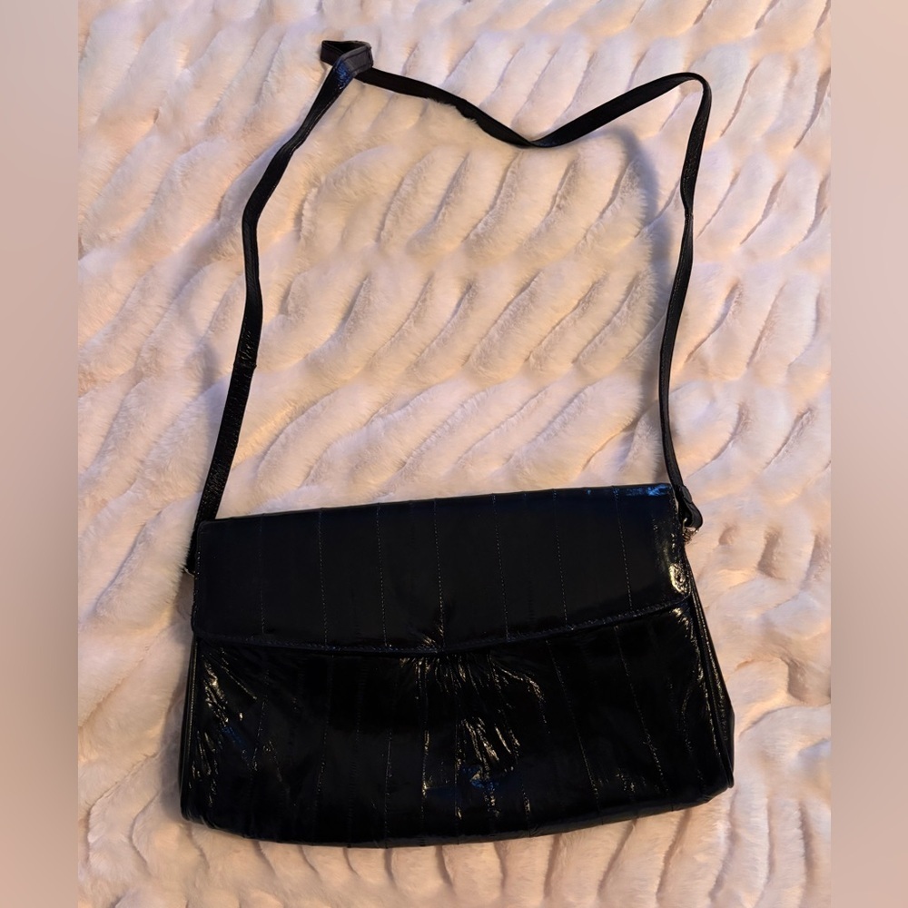 Genuine Black Eel Skin Shoulder Bag